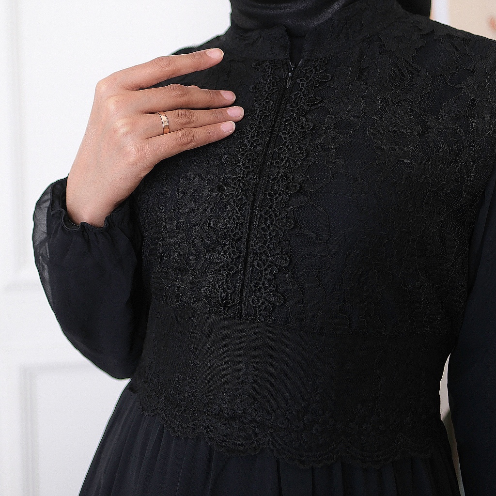 Murah  Agnes Hijab - Azzahra Dress Gamis Putih Baju Muslim Wanita Dewasa Gaun Pesta Kondangan