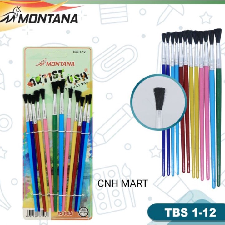 

PRODUCT TERMURAH Kuas Lukis Set Isi 12 Pcs kuas brush lengkap Kuas TBS 1 12 montana