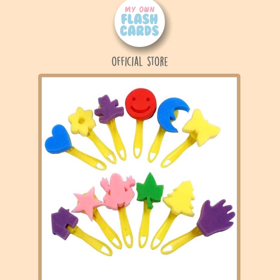 

HARGA GROSIR Set of 12 Character Sponge Brush Kuas Bahan Spons Painting Set Lukis Stamp Anak