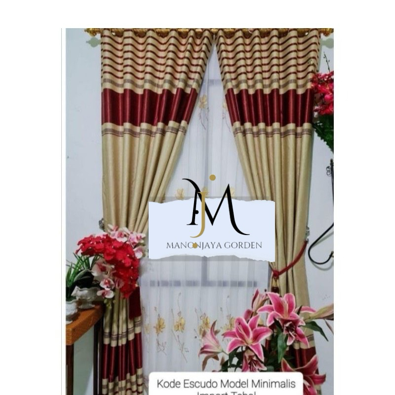 Gorden Pintu Jendela Minimalis Blackout motif Garis murah