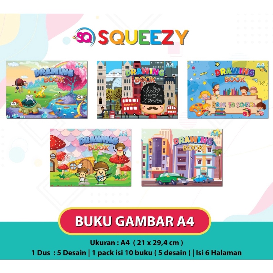 

MURAHMERIAH Buku Gambar A4 Squeezy 6 Lembar pack 1 buku