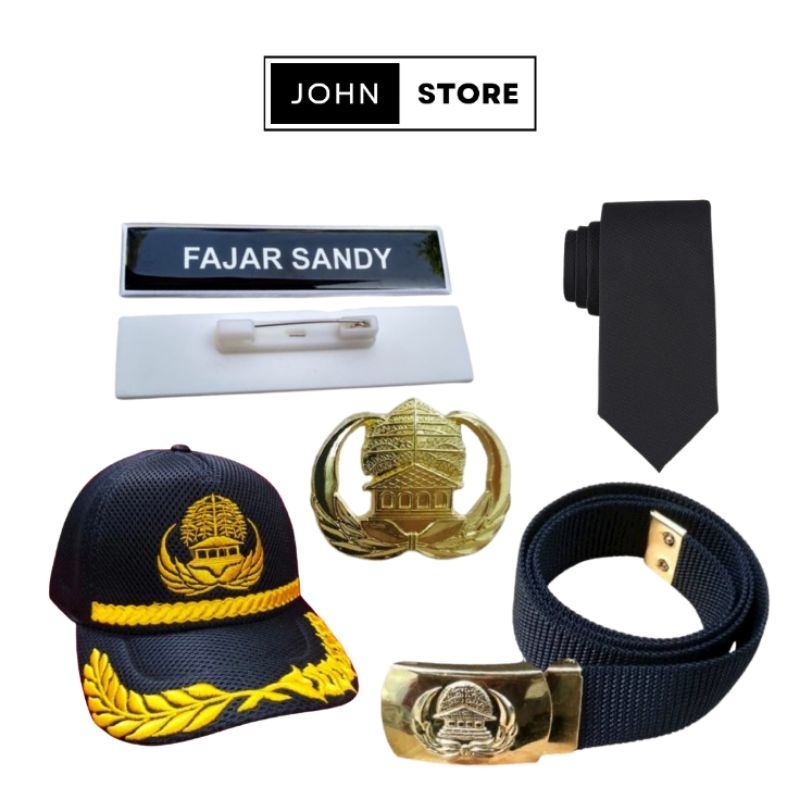 Paket ASN PNS (Nametag Pin Korpri Dasi Hitam Sabuk Korpri dan Topi)