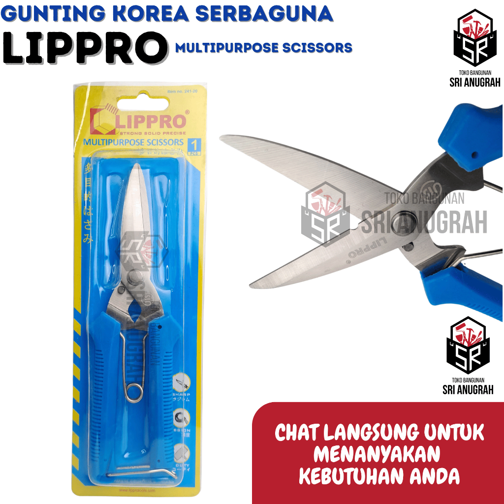 

LIPPRO Gunting Korea Serbaguna Stainless Steel 8 INCH Multipurpose Scissors