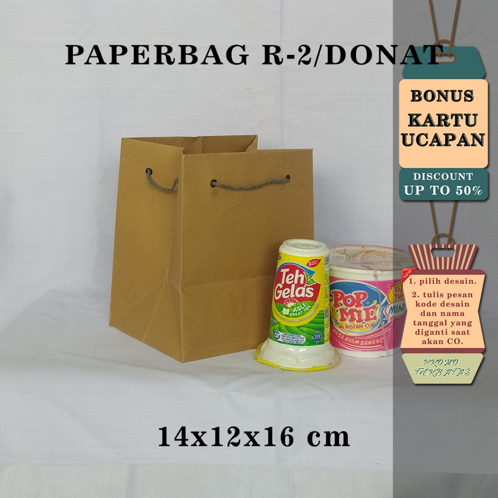 

PAPERBAG| TAS KERTAS| TAS HAJATAN| BONUS KARTU UCAPAN| UK R-2 COKELAT POLOS UK P14 x L12 x T16 CM