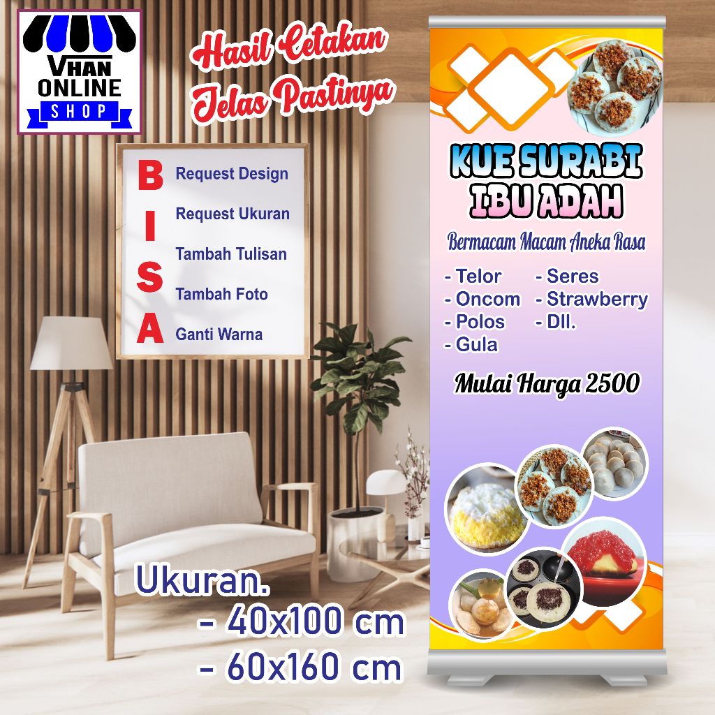 Cetak Banner MMT Spanduk Kue Serabi atau Surabi Keren Murah