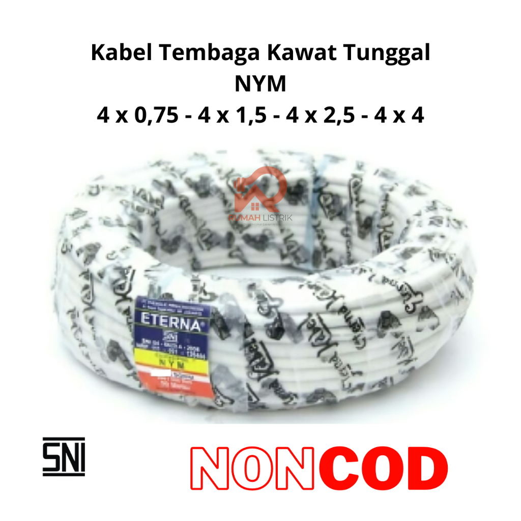 ETERNA KABEL NYM 4x1,5 - 4x2,5 - 4x4 ECERAN/METER KABEL LISTRIK PUTIH 4 TEMBAGA KAWAT TUNGGAL ENGKEL