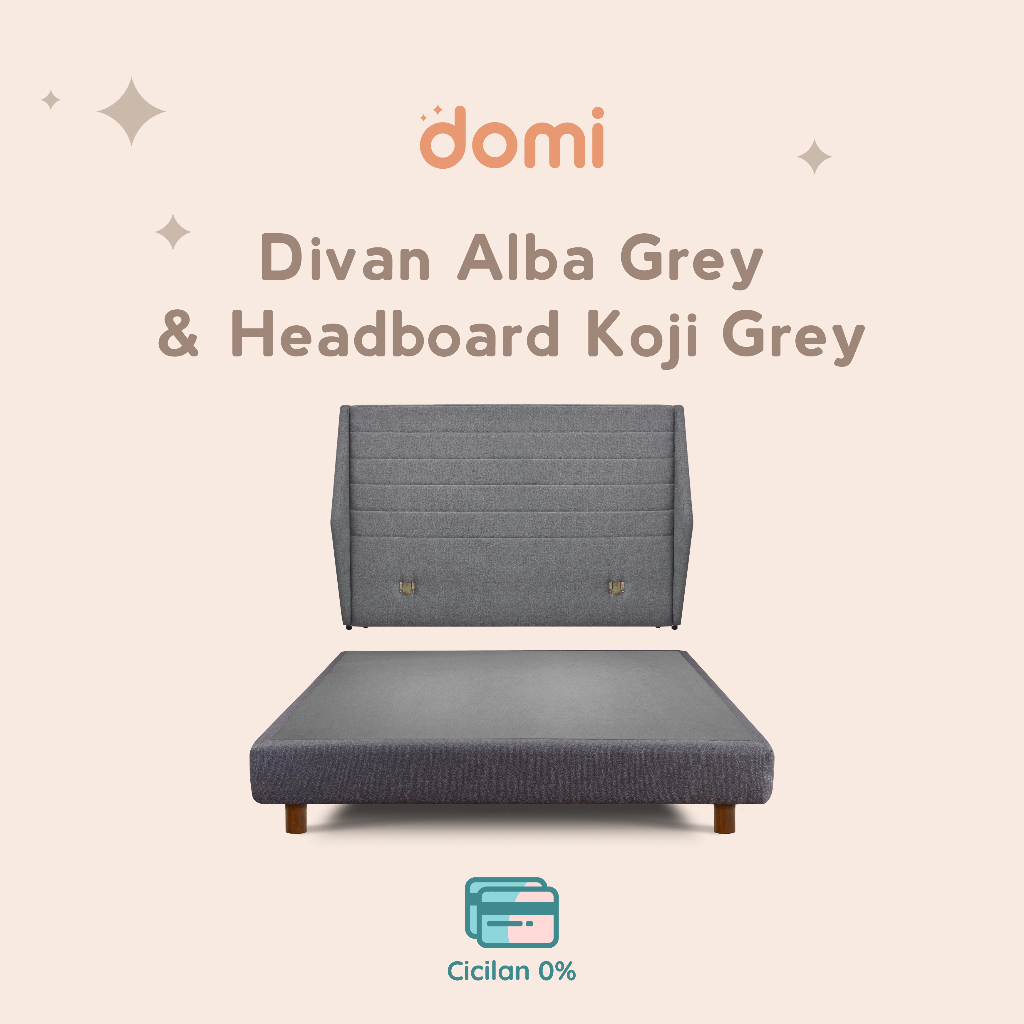 Domi Tempat Tidur Dipan + Sandaran Koji Grey / Divan + Headboard Kasur