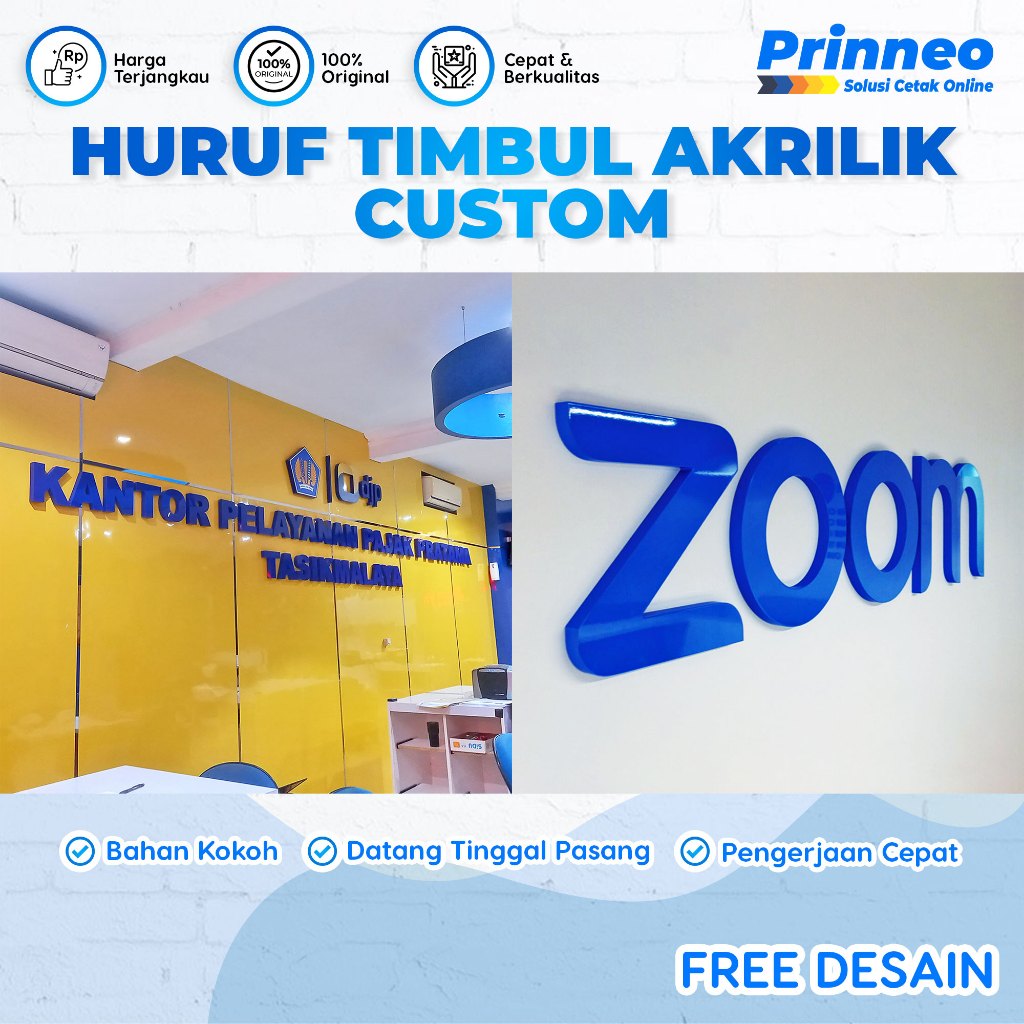 HURUF TIMBUL AKRILIK, HURUF ACRYLIC, HURUF TIMBUL AKRILIK CUSTOM, HURUF 3D ACRYLIC