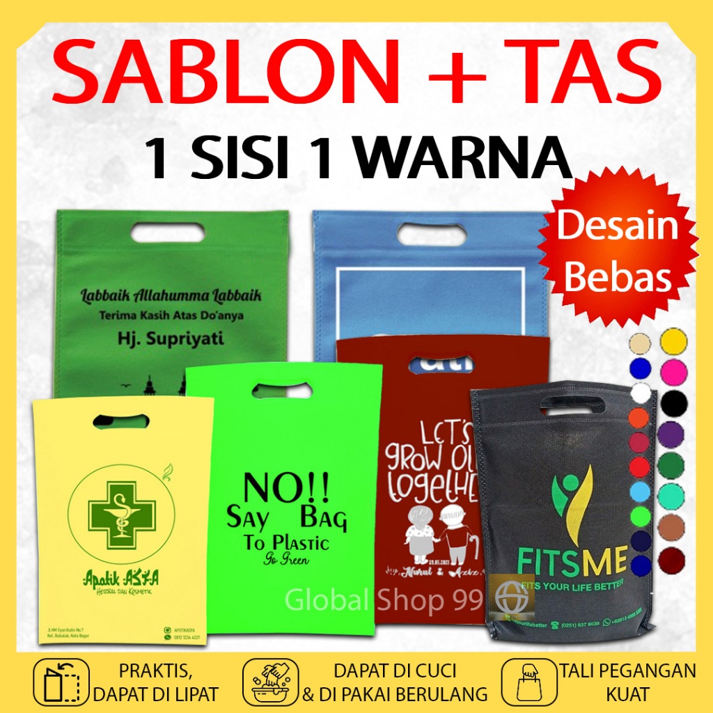 

CUSTOM SABLON PLUS TAS Goodie Bag OVAL 1 SISI 1 WARNA 20X26 25X35 30X40 Kantong Tas Belanja TOTEBAG Spunbond Hampers Souvenir