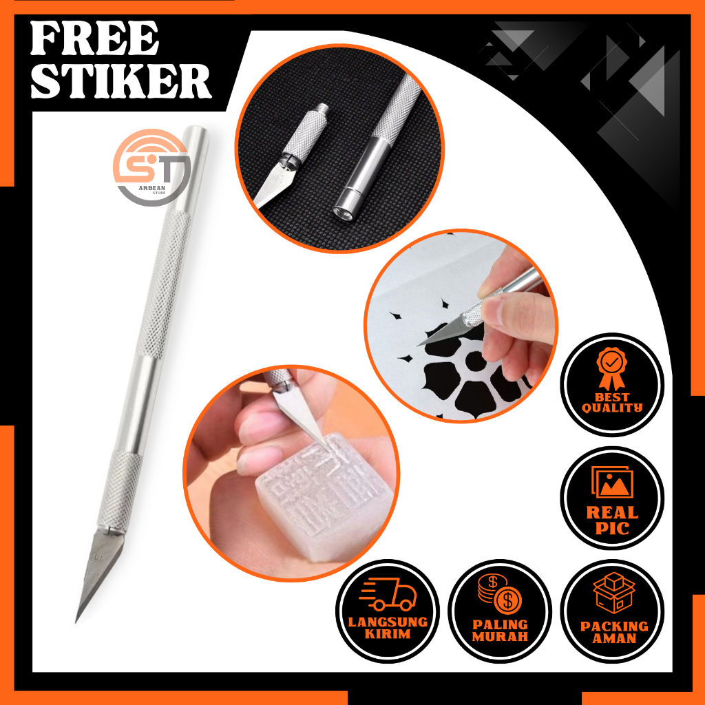 

1PCS Pisau Cutter Seni Hobby Crafting Art Metal Handle Peralatan Ukir Sayat Cuter Precision Knife Kater Pen Silet Super Tajam A021