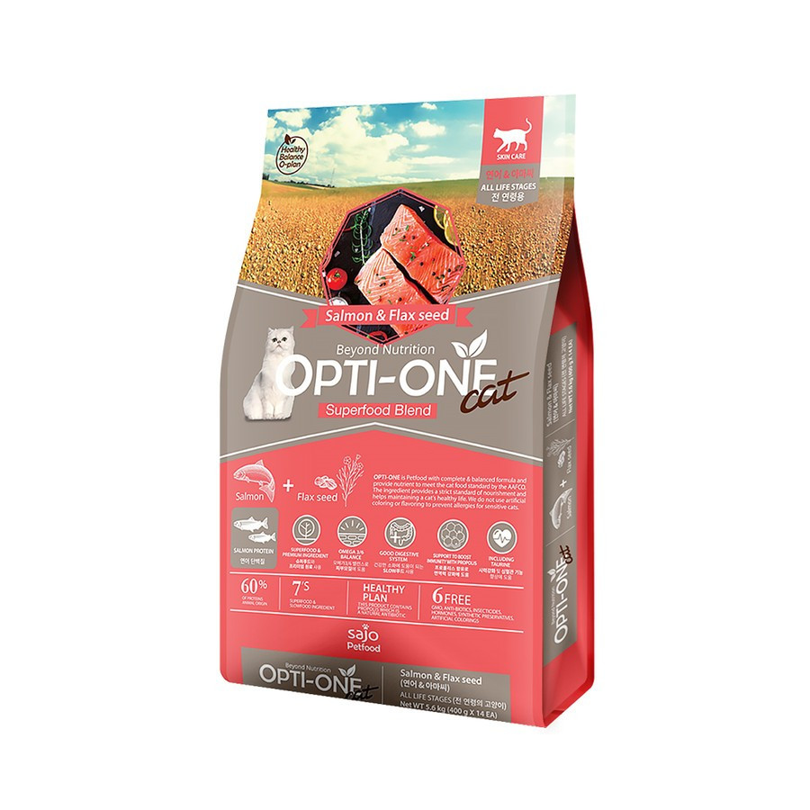 Opti-One Organic Cat Salmon & Flax Seed Cat Food - Makanan Kucing