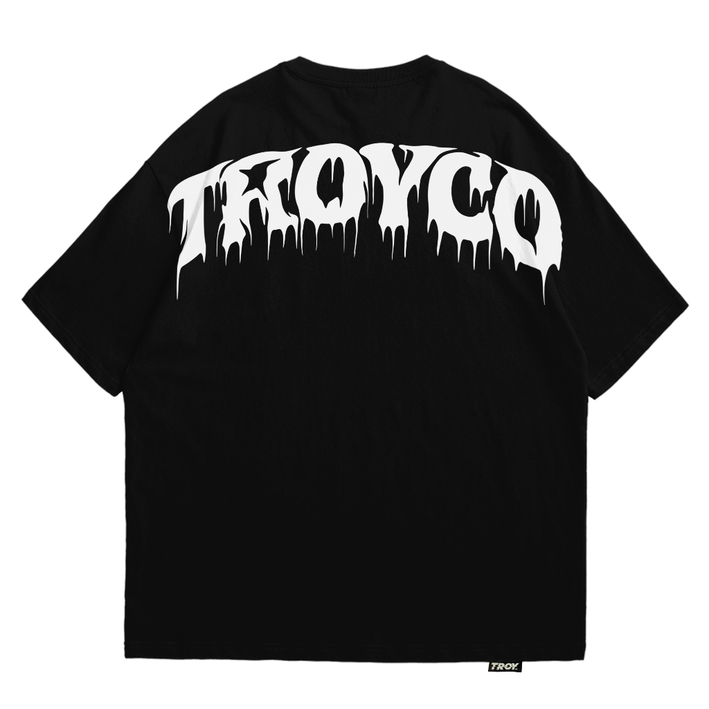 Troy Company Oversize Tshirt Black Meltdown - Kaos Oversize Hitam Lengan Panjang OVD 2227