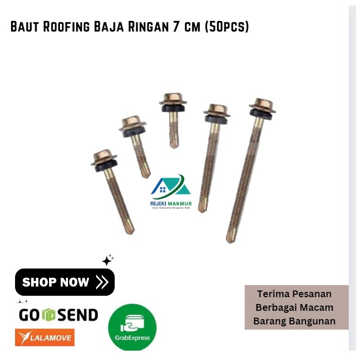 Baut Roofing Baja Ringan 7 cm (50pcs)