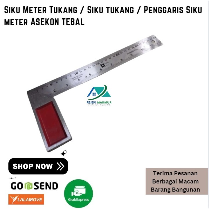 Siku Meter Tukang / Siku tukang / Penggaris Siku meter ASEKON TEBAL