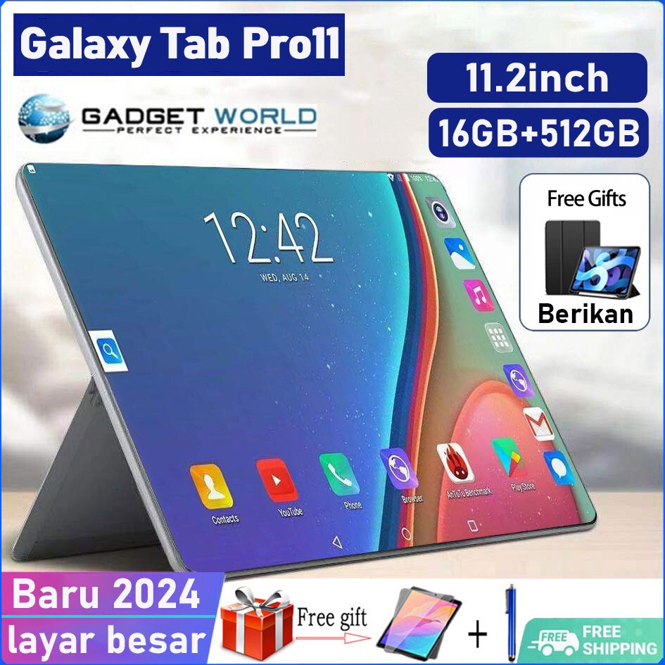 Tablet PC Asli Baru Galaxy Tab Pro11 16GB+512GB Tablet Android 13.0 11.2inch Layar Full Screen Layar