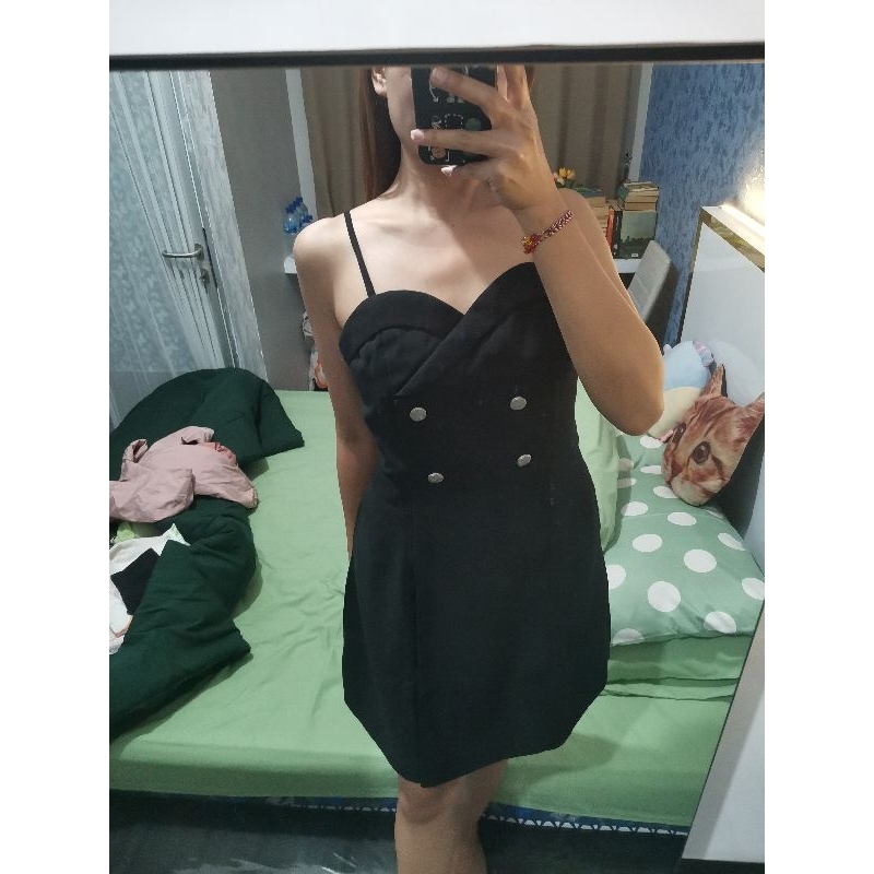 PRELOVED MINI BLACK DRESS/DRESS HITAM PENDEK/MINI DRESS KOREA