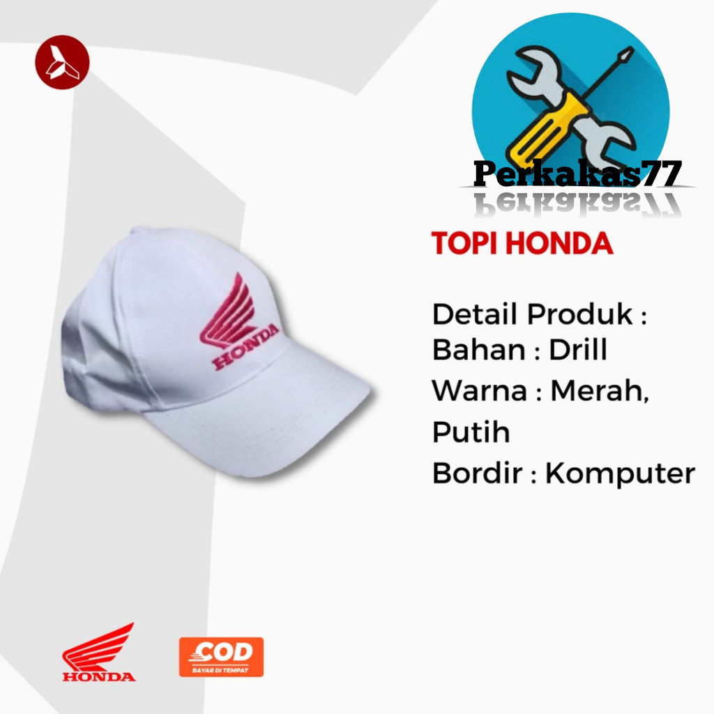 Topi Honda Mekanik Ahass Bengkel Resmi Motor Honda / Topi Honda / Topi Mekanik Honda / Topi Honda AH