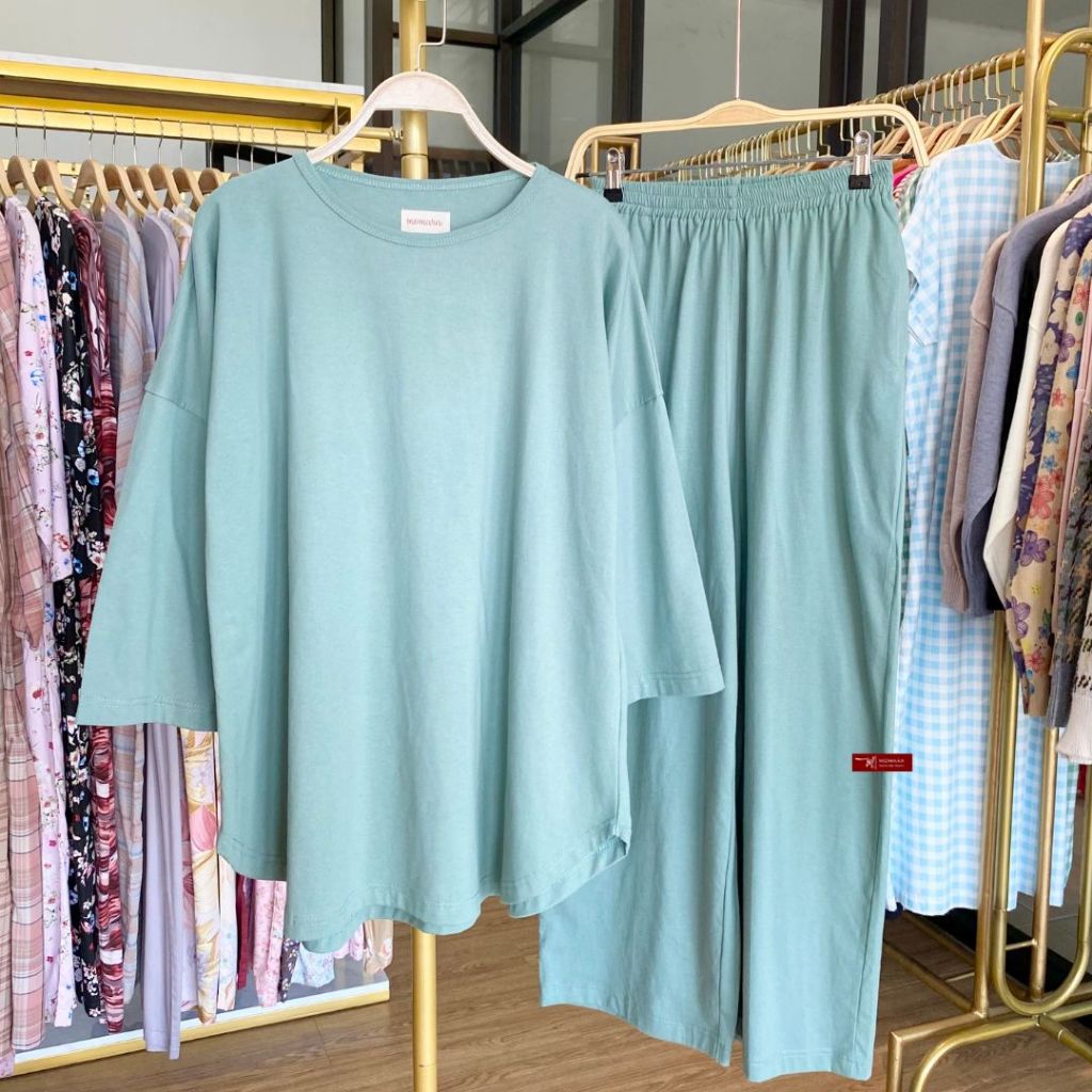 Adelia one set - kaos oversize - setelan kaos wanita - setelan oversize
