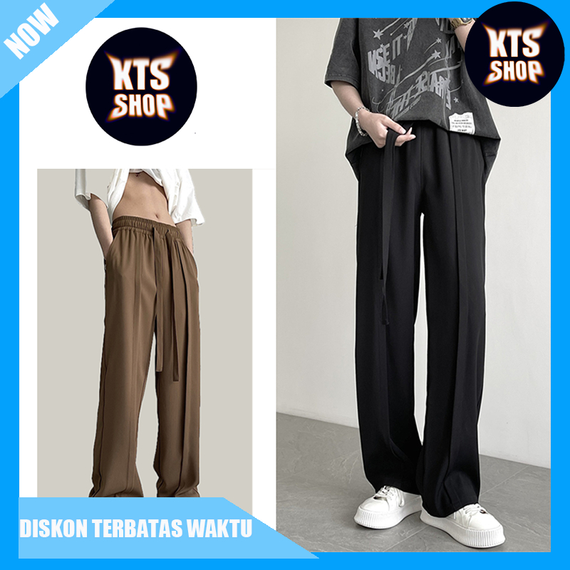 celana formal pria slim celana panjang korea fit celana lurus Melangsingkan Kaki Kain yang halus dan