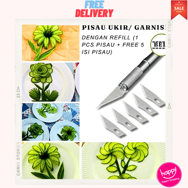 

⚡BEST SELLER⚡ Pisau Ukir Buah dan Sayur ISI 5 PCS Stainless Steel