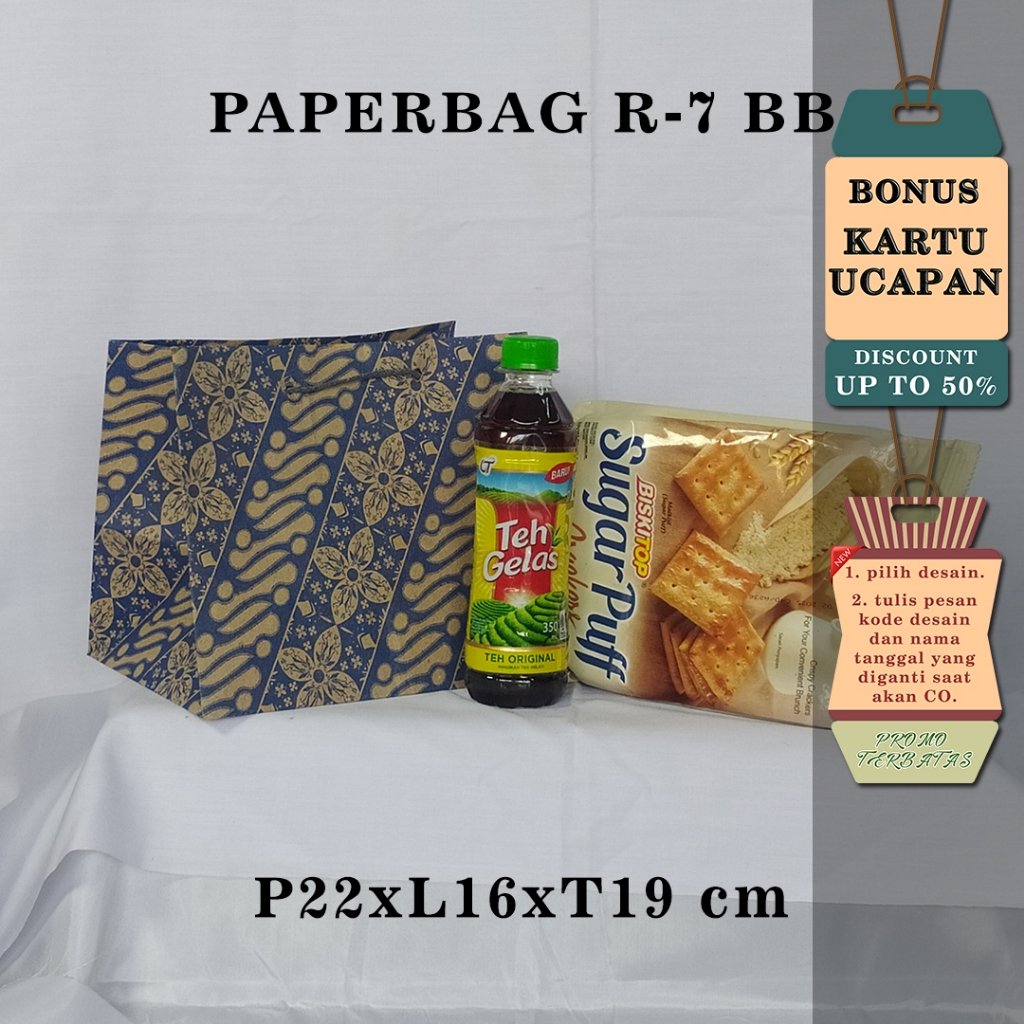 

PAPERBAG| TAS KERTAS| TAS HAJATAN| BONUS KARTU UCAPAN| UK R-7 BB MOTIF 1 WARNA UK P22 X L16 X T19 CM