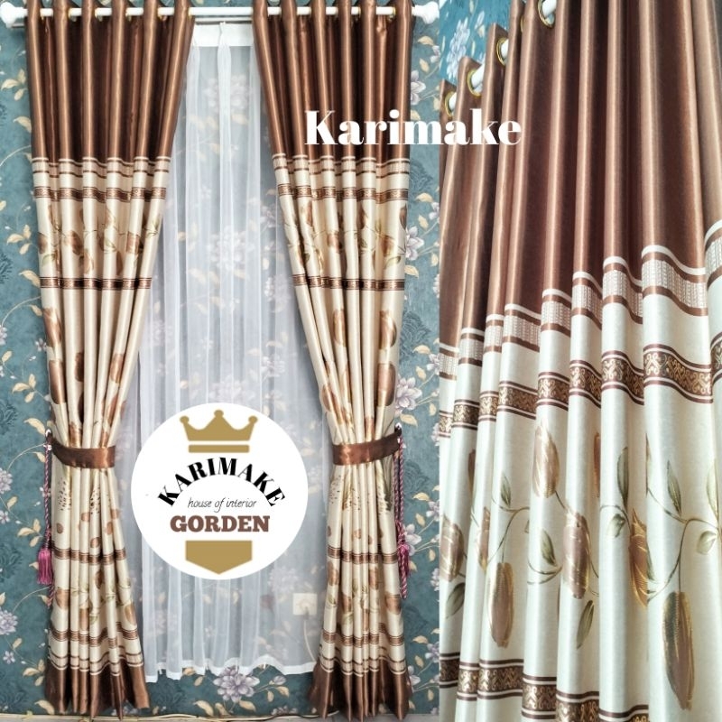 Gorden pintu rumah minimalis motif bunga tulip