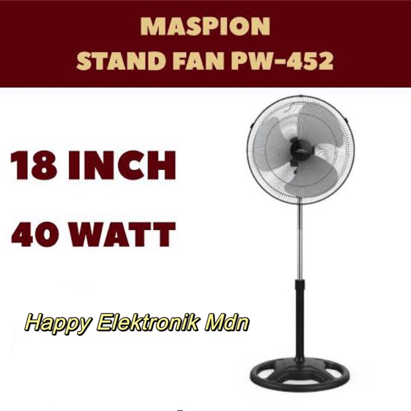 Maspion Kipas Angin Maspion 18 Inch Maspion PW-452 Stand Fan Maspion Stainless Maspion PW452 Maspion