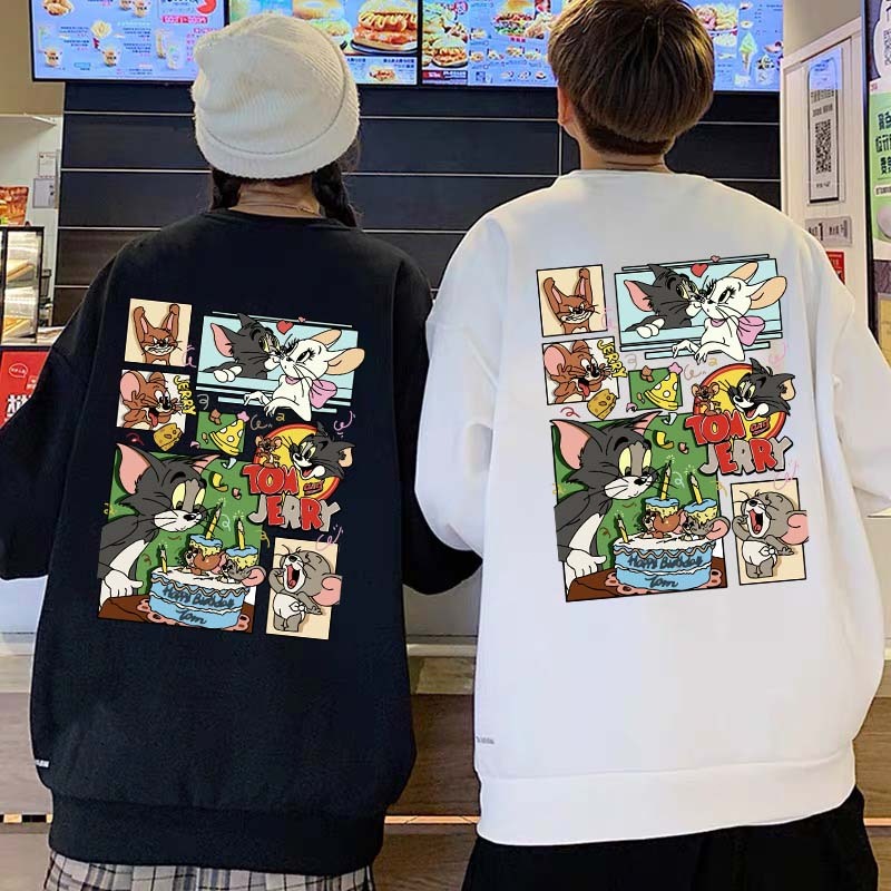 Pola kartun lucu Tom dan Jerry|switer couple|sweater couple pasangan kekinian|switer couple pasangan