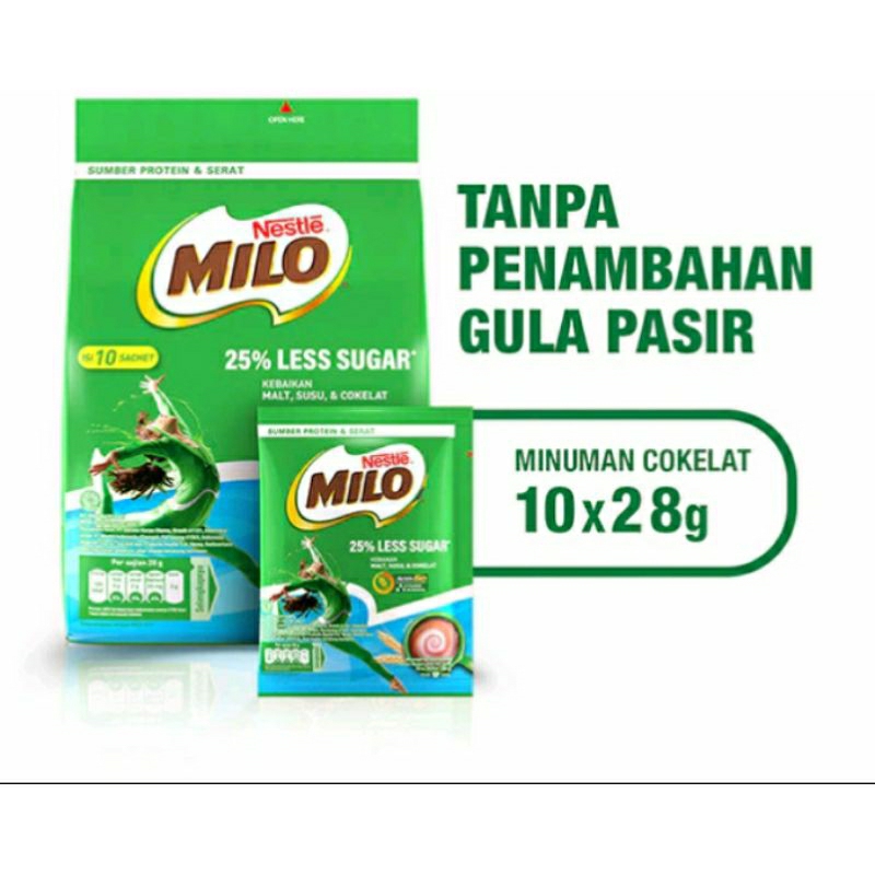 

Milo less sugar 28gr isi 10 pcs termurah