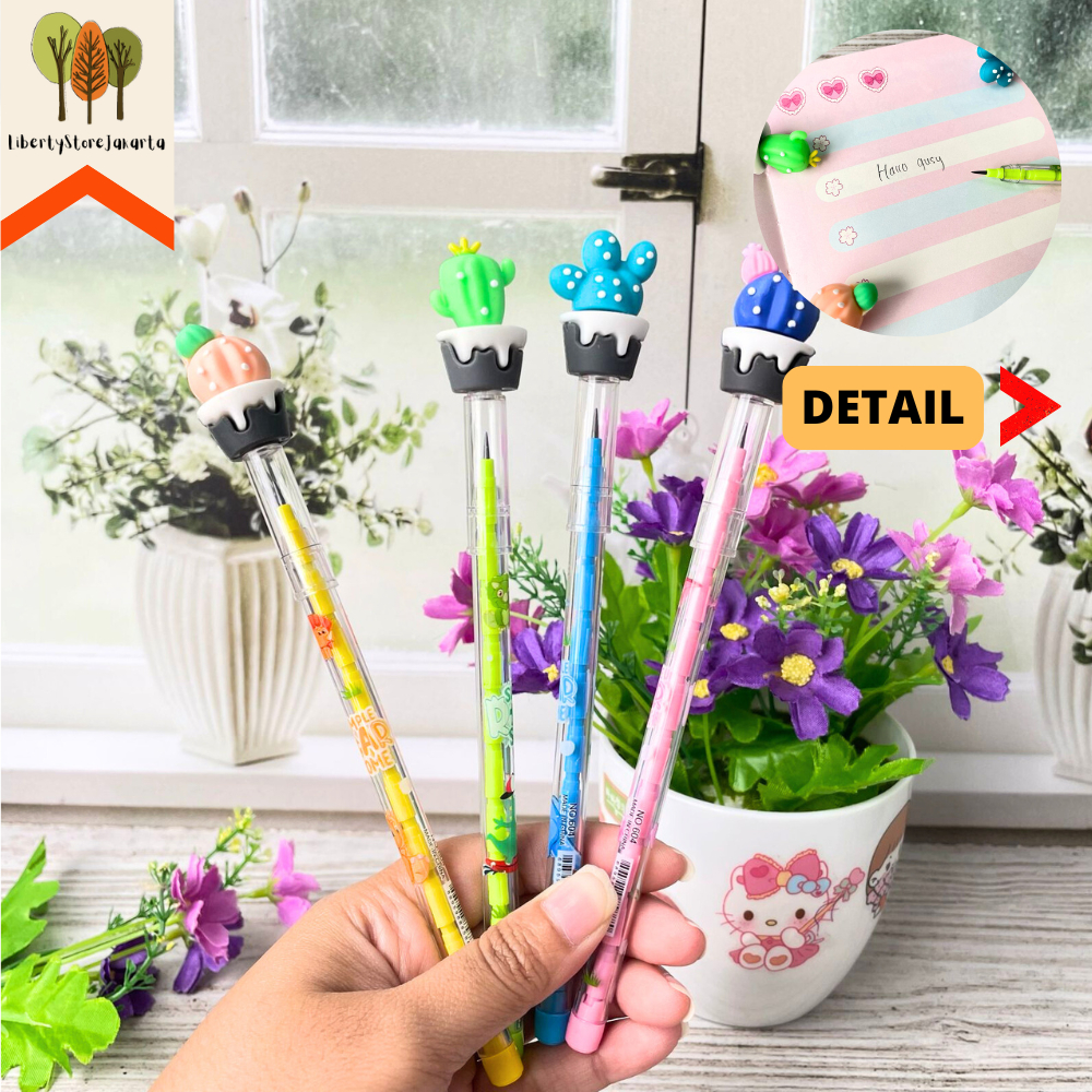 

Pensil Susun Motif Kaktus PS-1201 Refill Isi Ulang Stacking Pencil Funny Souvenir Alat Tulis Kantor Sekolah