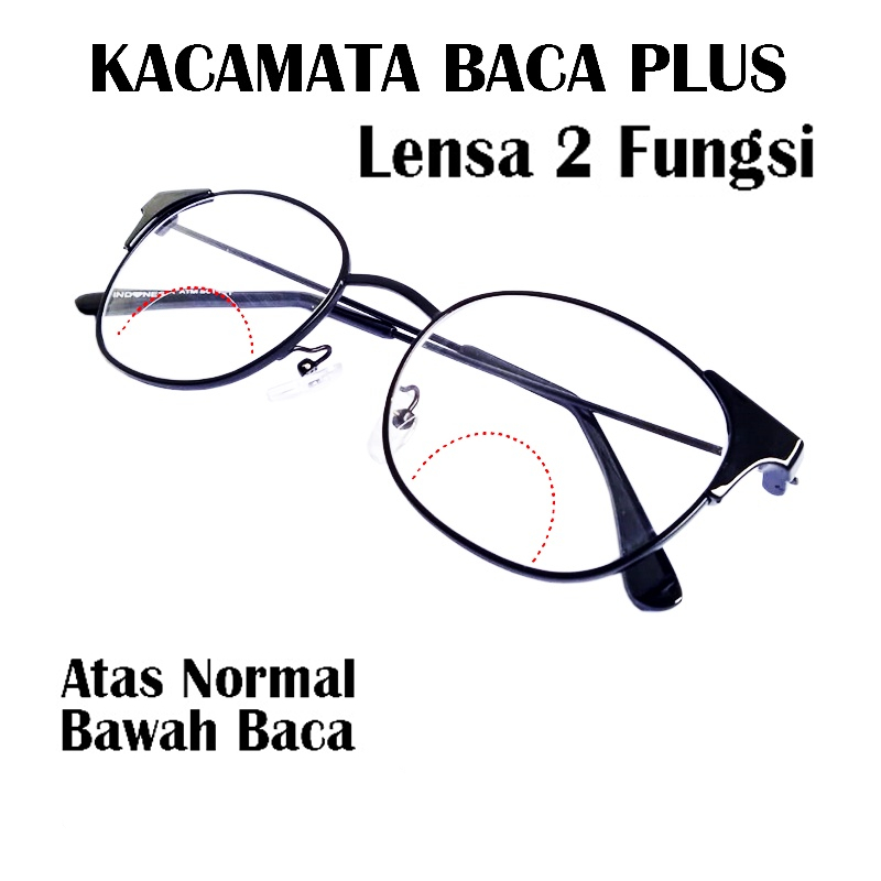 Kacamata Baca Lensa Plus (+) 2 Fungsi Dobel Baca Dan Jalan FREE CASE & LAP kaca mata plus untuk baca