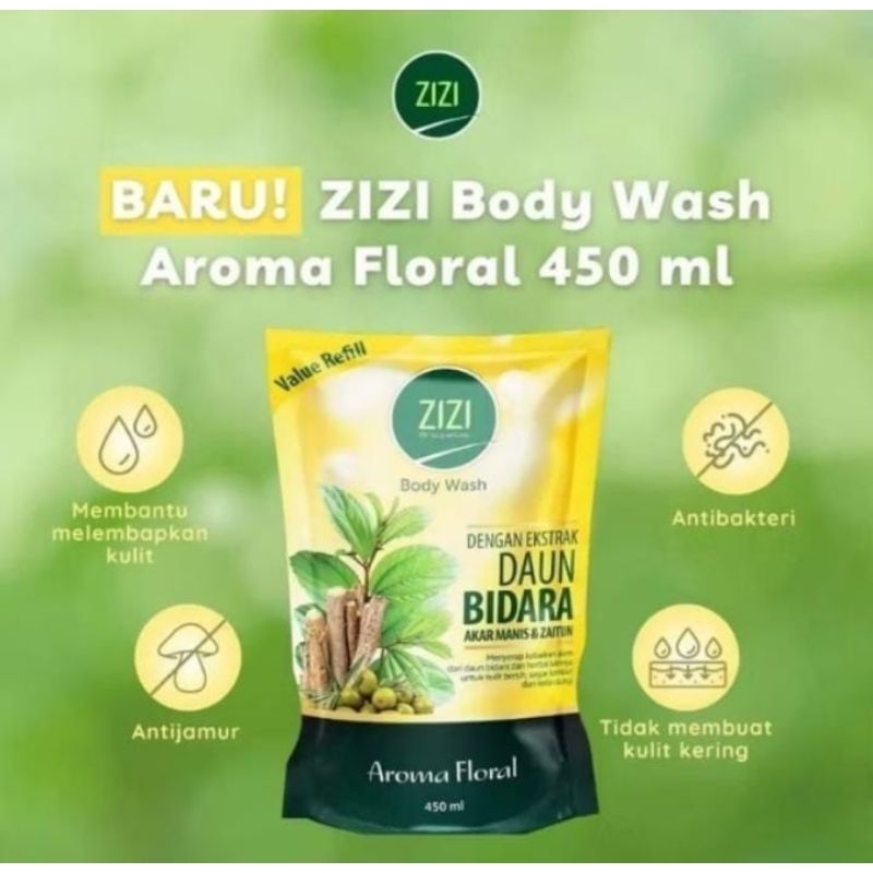 Sabun Cair Zizi Body Wash Ekstrak Daun Bidara Refill 450ml