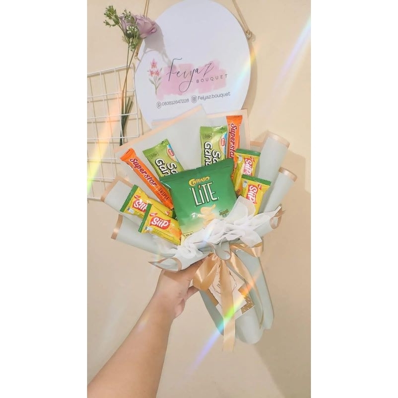 

Buket Snack | Buket Snack Tema Hijau | Buket Wisuda