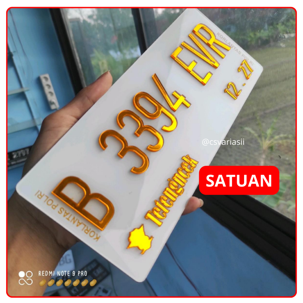 Plat Nomor Satuan Timbul Gold Sepeda Motor Baut (Satuan)