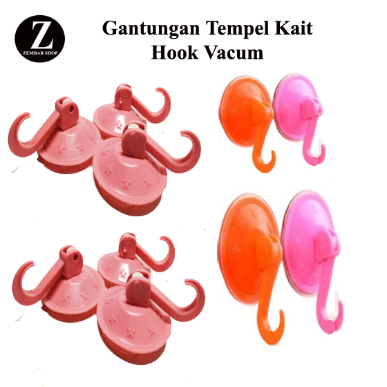 Gantungan Tempel Kait Baju Pakaian Handuk Plastik / Hook Vacum Cantolan Tempelan Kaca Kamar Mandi / 