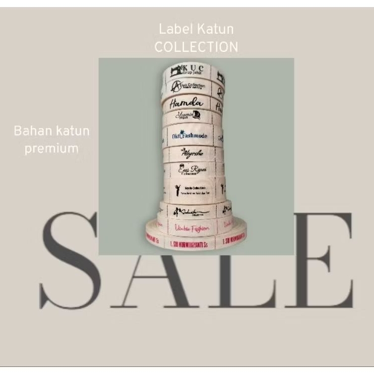 

( MINI ROLL )LABEL BAJU, HIJAB, GAMIS BAHAN KATUN SABLON (1,3cm)