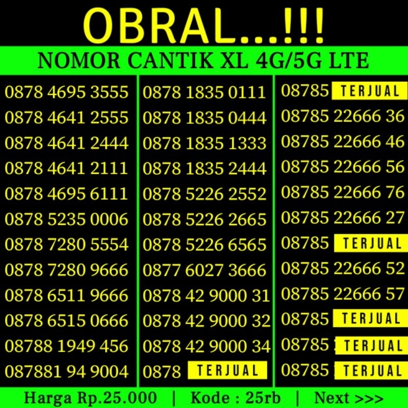 Kartu Perdana Nomor Cantik XL MURAH 8888 9999