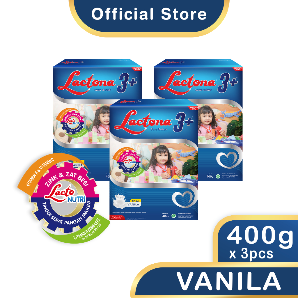 

PAKET LACTONA 3+ Susu Pertumbuhan Usia 3 - 12 Tahun 400 Gr X 3 Box