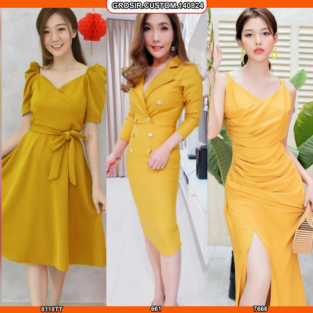 [GROSIR] CUSTOM 140824 Dress Code GOLD Yellow Kuning - Baju Seragam Party Pesta Kondangan Nikah