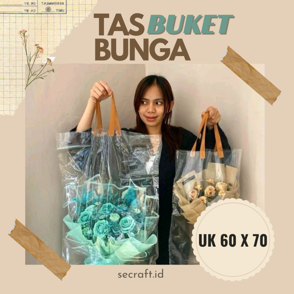 [5 LEMBAR] Plastik Buket Bunga Tebal Ukuran 60 x 70 / Tas Buket OPP Kaca Bening / Transparan Bag Bou
