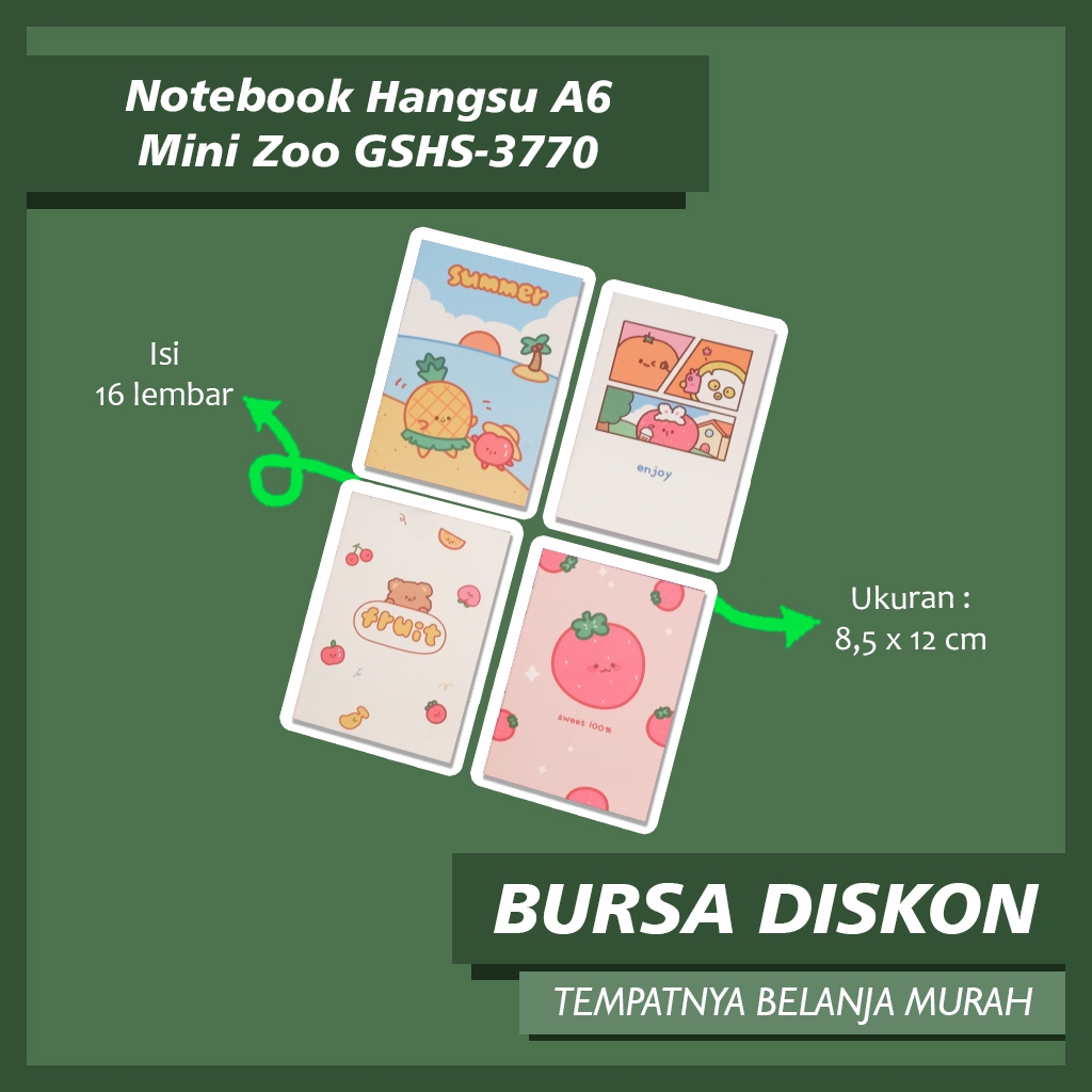 

Notebook Hangsu A6 Mini Zoo Strawberi Strawberry Nanas GSHS-3770 Note Book Buku Catatan Lucu Memo