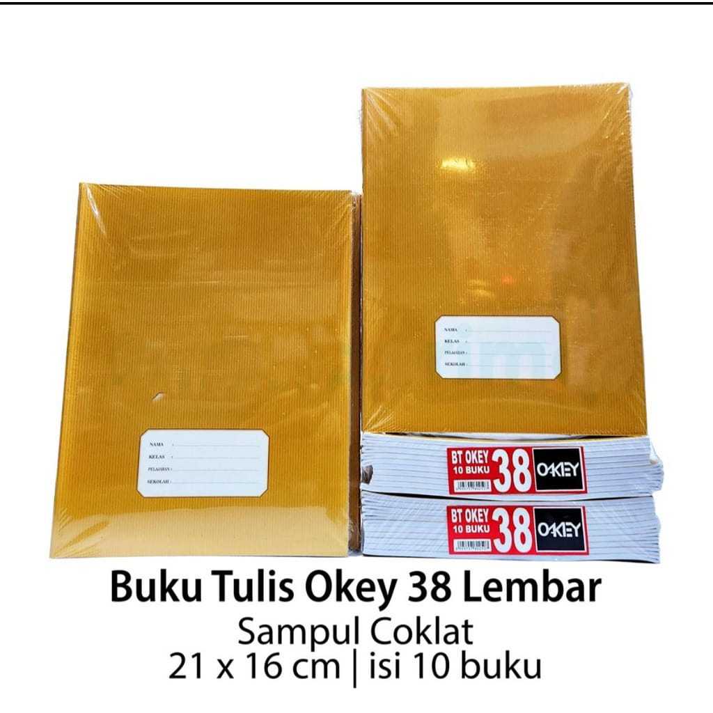 

Buku Tulis Merk Okey 38 Lembar Isi 10 Buku Sampul Coklat Kertas putih halus