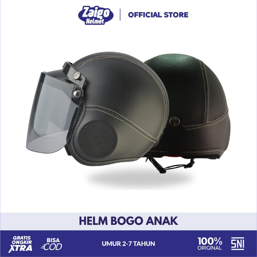 Helm Bogo Anak 2 - 7 Tahun Sepeda Edukasi Laki Laki Perempuan Kaca Datar SNI