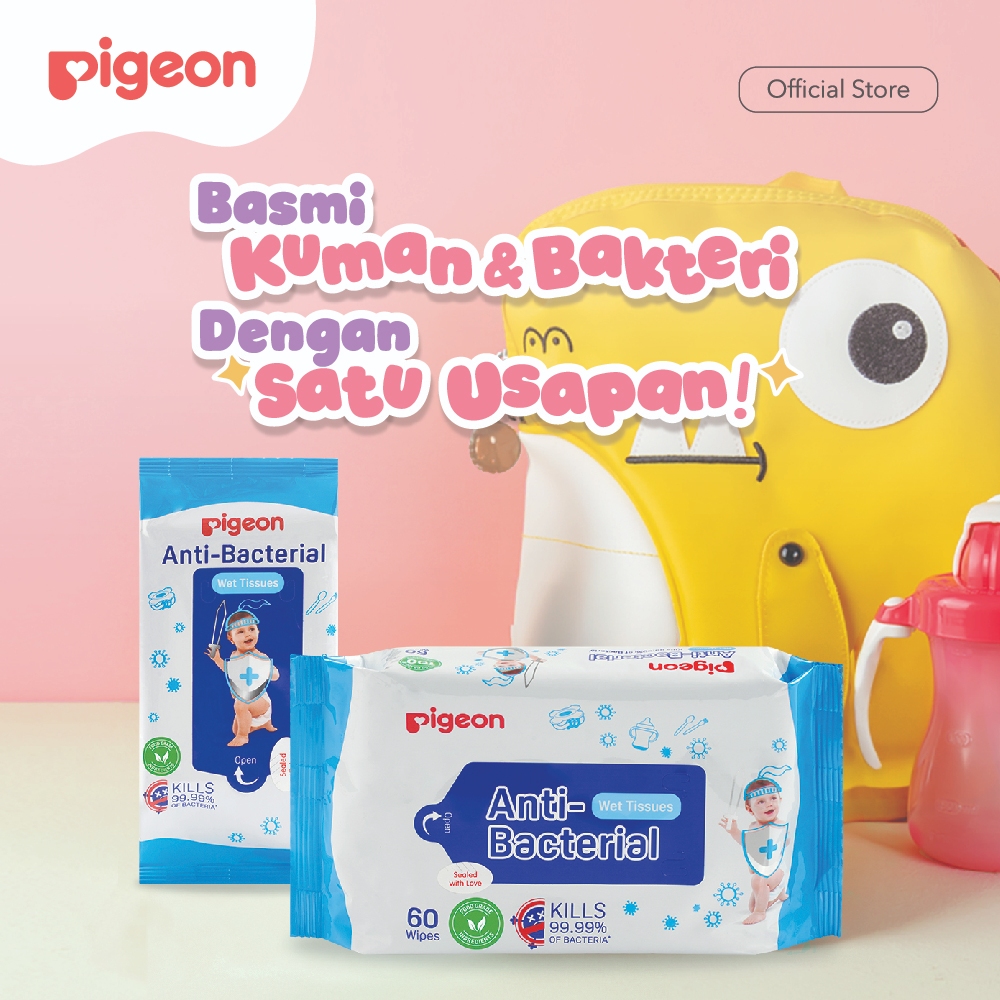 PIGEON Wipes ANTIBACTERIAL WET TISSUE | Tisu Basah Bayi | Tisu Basah Anti Bakteri