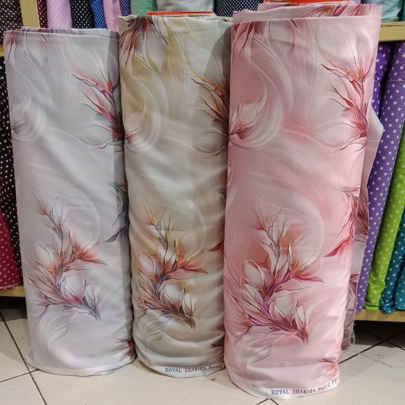 Kain shakila premium motif bunga abstrak