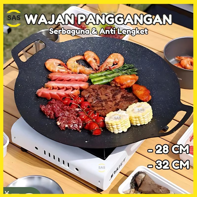 [SAS] Wajan Panggangan BBQ Grill Pan Korean Wajan Bulat Anti Lengket Multifungsi