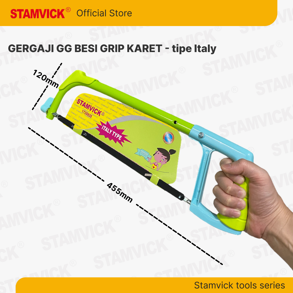 Gergaji Besi + Gagang Karet Stamvick Type Italy - Gagang Gergaji Besi / Stamvick Hacksaw Frame 12"