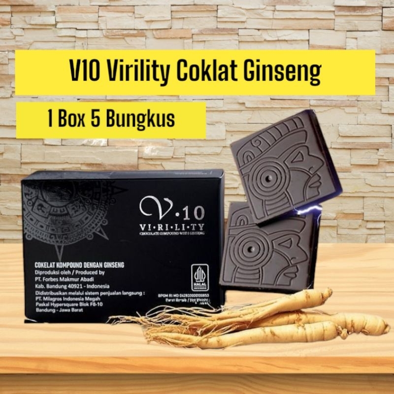 

V10 Virility Coklat Ginseng 1 Box isi 10 Bungkus