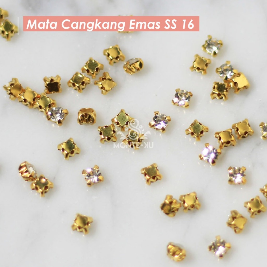 GROSIR Monte Manik Mote Beads Borci Payet Mata Cangkang Emas Permata Kristal Bulat Kecil Besar Murah