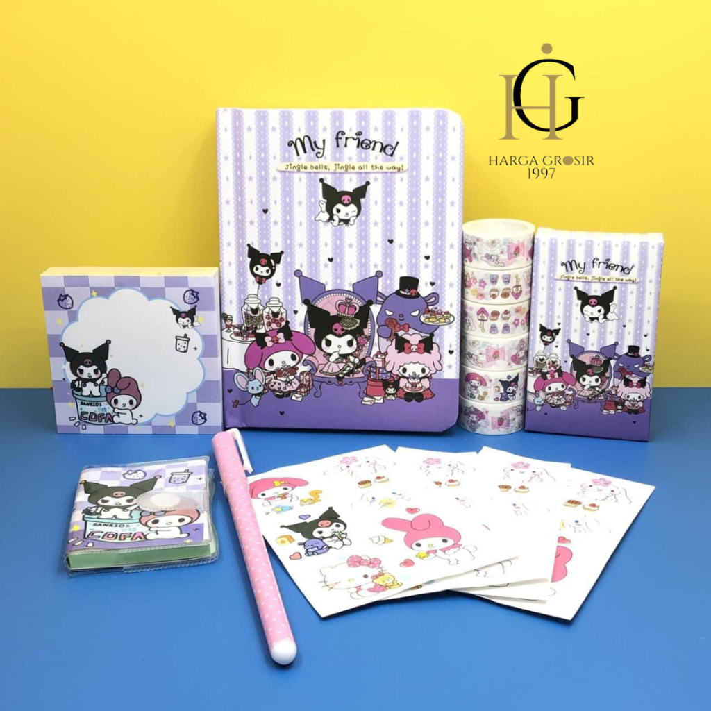 

Paket jurnal 7 in 1 KUROMI CINAMOROLL MELODY SANRIO journal perempuan gambar buah kado unik lucu BISA COD